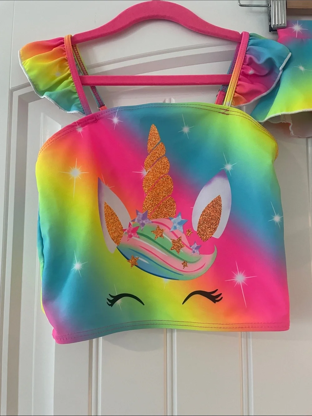 Rainbow unicorn girls swimsuit